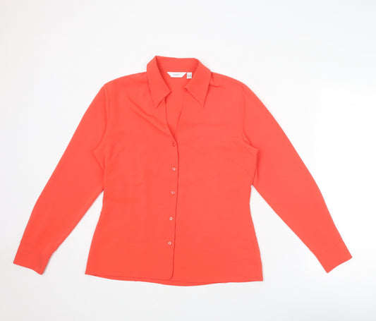 NEXT Womens Orange Polyester Basic Button-Up Size 12 Collared