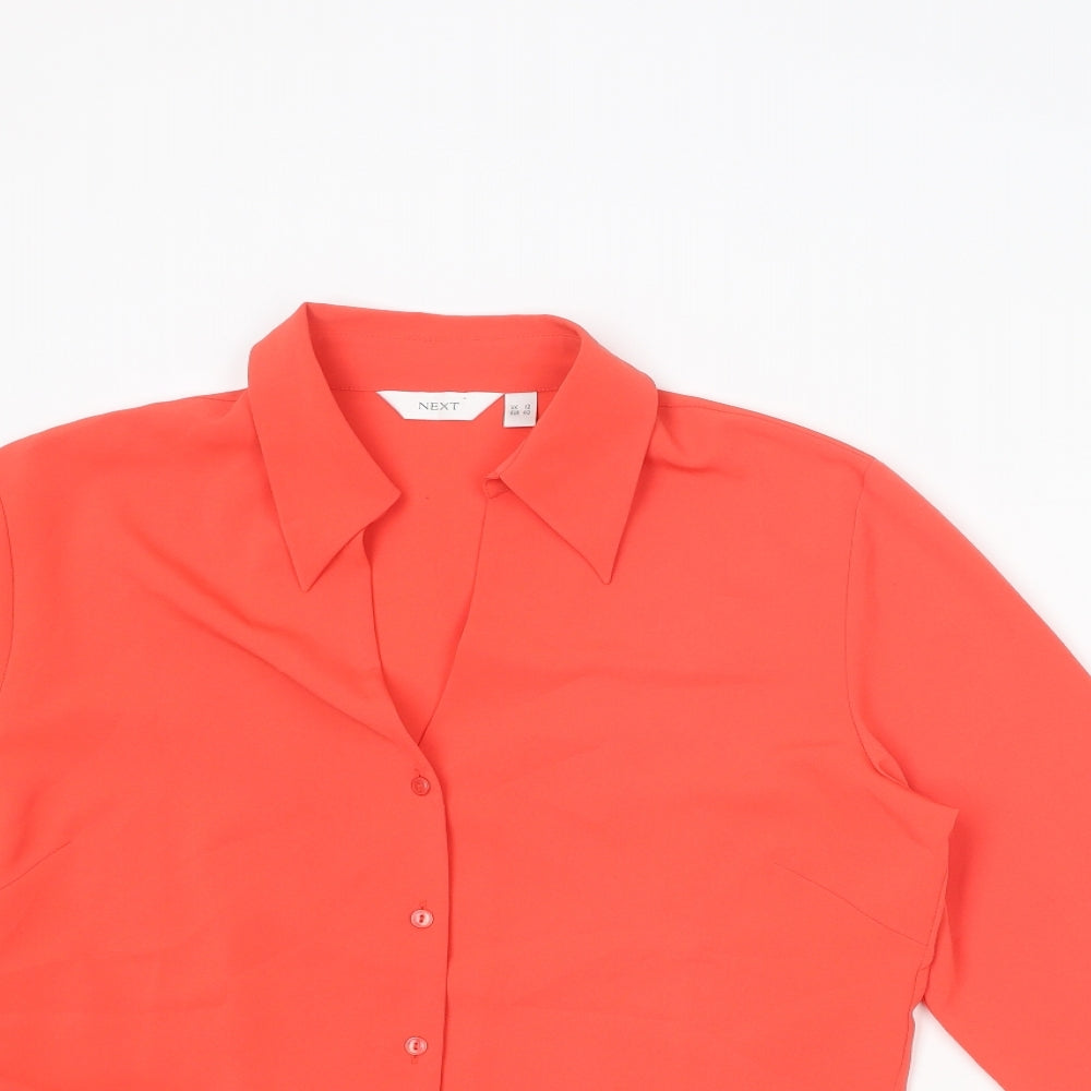 NEXT Womens Orange Polyester Basic Button-Up Size 12 Collared