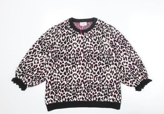 Savida Womens Multicoloured Round Neck Animal Print Polyester Pullover Jumper Size 16 - Leopard pattern