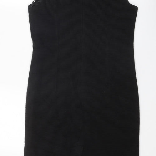 Marks and Spencer Womens Black Acrylic Shift Size 12 Round Neck Zip