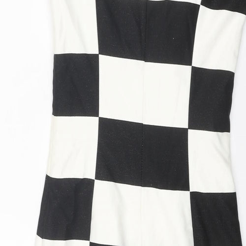 Coast Womens Black Colourblock Polyester Bodycon Size 6 V-Neck Zip