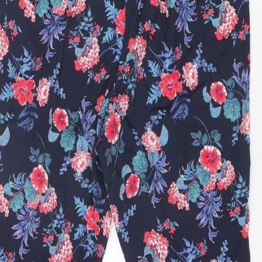Monsoon Womens Multicoloured Floral Cotton Capri Trousers Size 18 Regular Zip