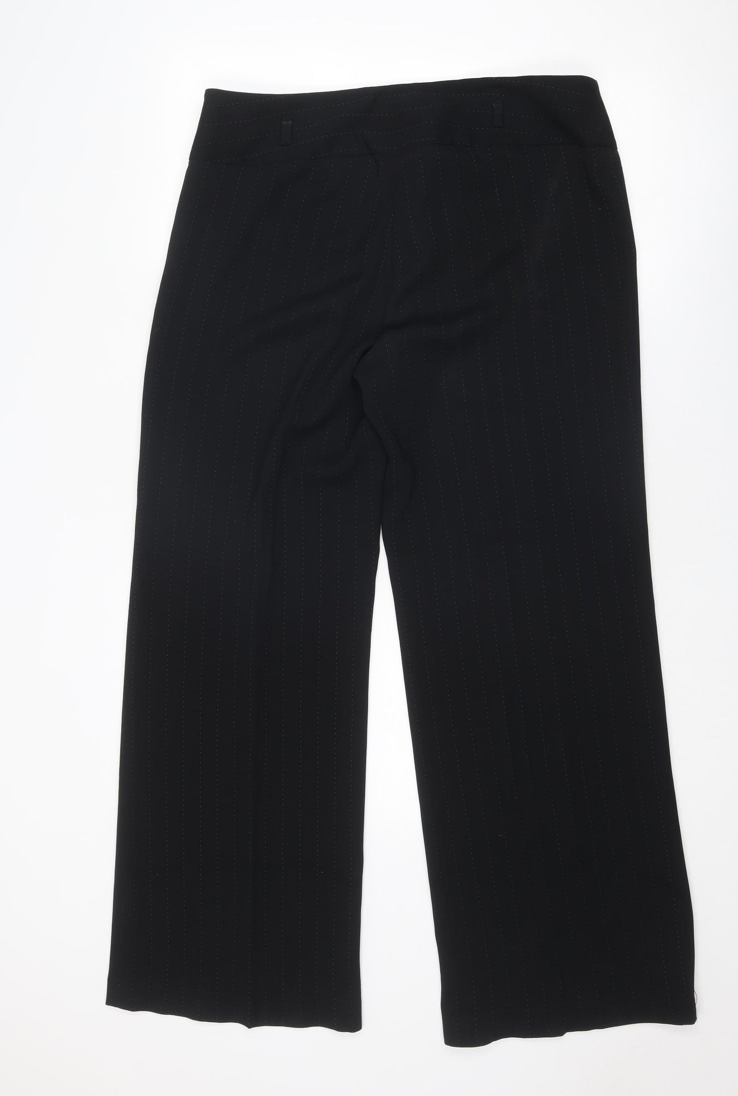 Principles Womens Black Striped Polyester Dress Pants Trousers Size 14 Regular Zip