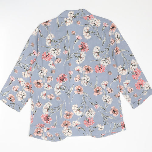 New Look Womens Grey Floral Polyester Kimono Blouse Size 10 V-Neck