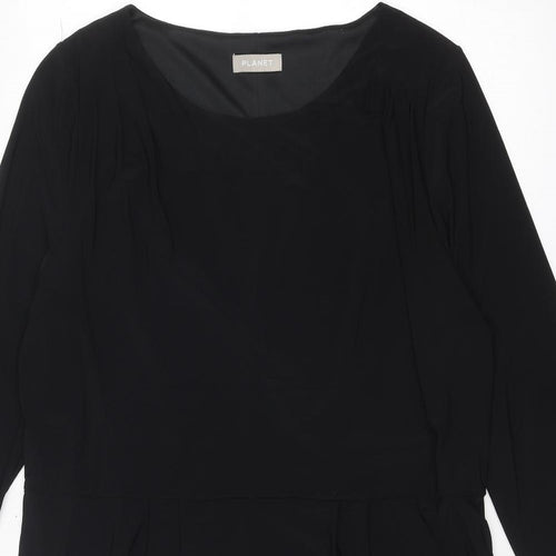 Planet Womens Black Polyester Shift Size 18 Round Neck Pullover