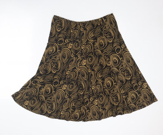 Wardrobe Womens Brown Geometric Polyester Flare Skirt Size 16
