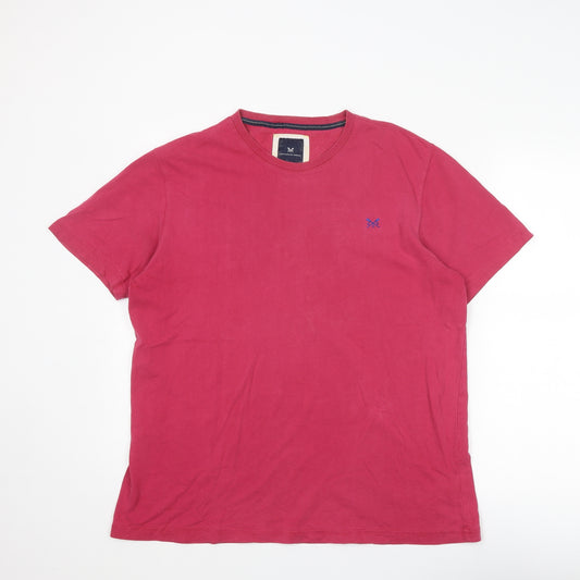Crew Clothing Mens Pink Cotton T-Shirt Size XL Round Neck