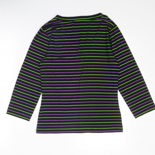 EAST Womens Multicoloured Striped Viscose Basic T-Shirt Size 10 V-Neck