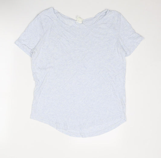 H&M Womens Blue Cotton Basic T-Shirt Size M Boat Neck