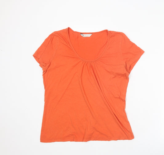 BHS Womens Orange Cotton Basic T-Shirt Size 18 Scoop Neck