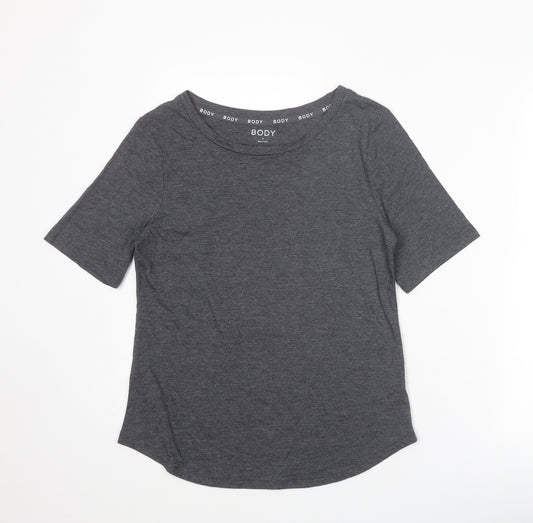 Marks and Spencer Womens Grey Cotton Basic T-Shirt Size 8 Boat Neck