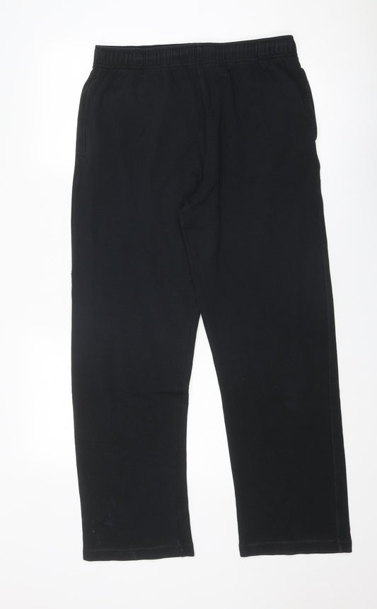 Marks and Spencer Mens Black Cotton Jogger Trousers Size 36 in Regular Drawstring