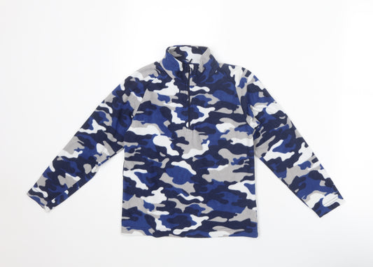 Mountain Warehouse Boys Blue Camouflage Polyester Pullover Sweatshirt Size 7-8 Years Zip