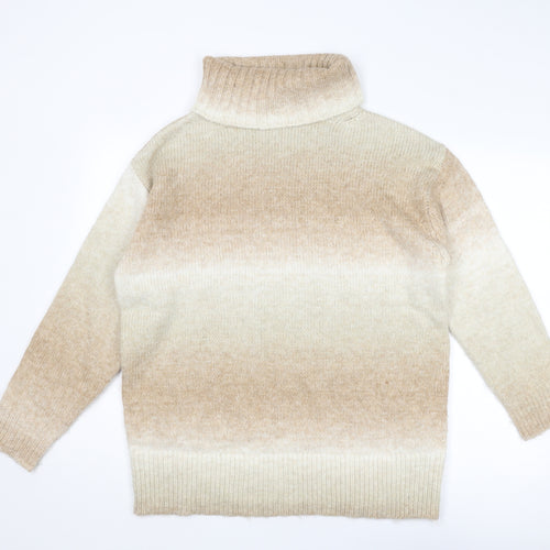Marks and Spencer Womens Beige Roll Neck Acrylic Pullover Jumper Size M