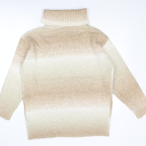 Marks and Spencer Womens Beige Roll Neck Acrylic Pullover Jumper Size M