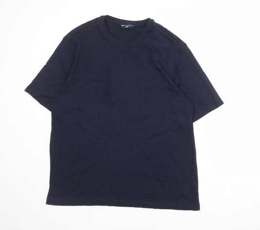 Blue Harbour Mens Blue Cotton T-Shirt Size L Round Neck