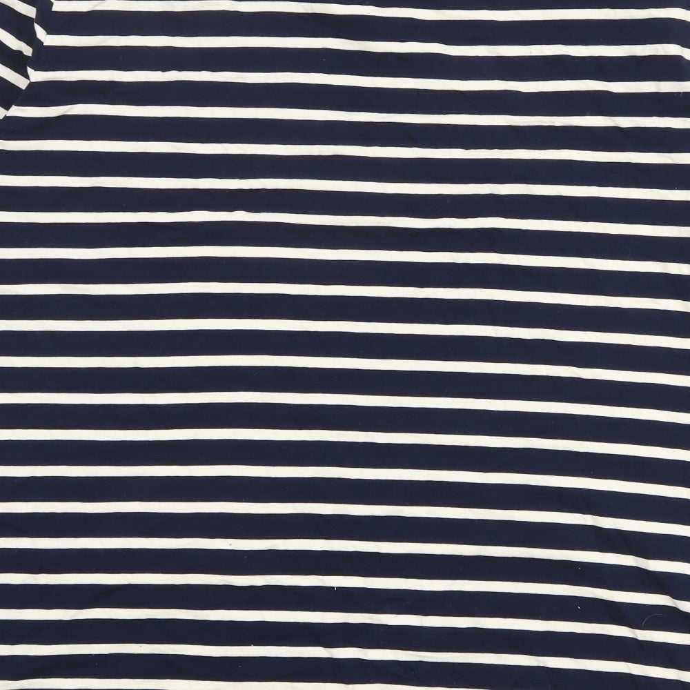 Marks and Spencer Mens Blue Striped Cotton T-Shirt Size 2XL Crew Neck