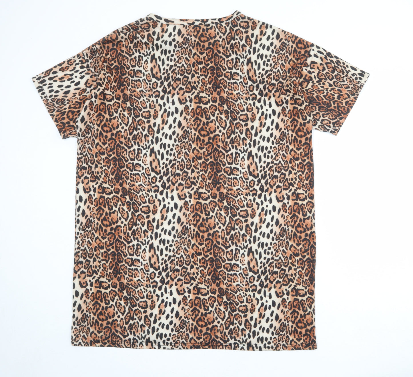 Boohoo Womens Multicoloured Animal Print Polyester T-Shirt Dress Size 18 Round Neck Pullover - Leopard pattern