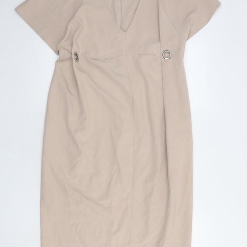 ASOS Womens Beige Polyester Shift Size 10 V-Neck Pullover