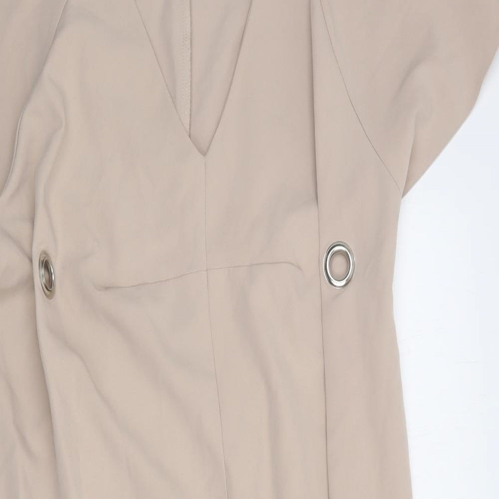 ASOS Womens Beige Polyester Shift Size 10 V-Neck Pullover