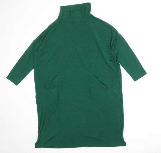 Joy Womens Green Polyester Jumper Dress Size 10 High Neck Pullover