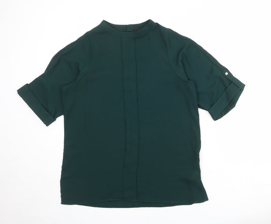 Autograph Womens Green Polyester Basic Blouse Size 10 Mock Neck