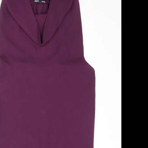 Warehouse Womens Purple Polyester Basic Blouse Size 6 Cowl Neck