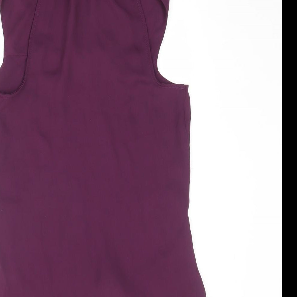 Warehouse Womens Purple Polyester Basic Blouse Size 6 Cowl Neck