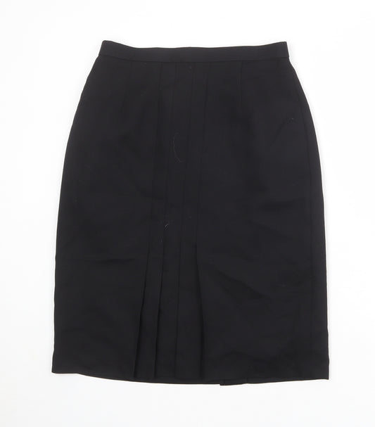 St Michael Womens Black Polyester Straight & Pencil Skirt Size 14 Zip