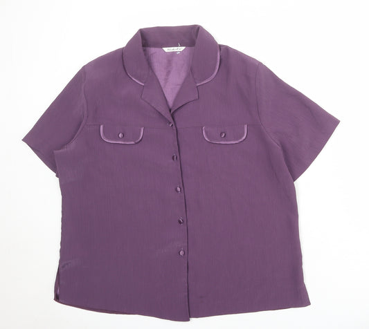 Berkertex Womens Purple Polyester Basic Button-Up Size 18 Collared