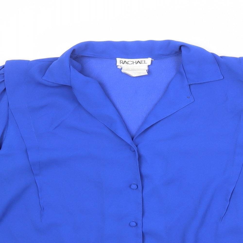 Rachael Womens Blue Polyester Basic Button-Up Size 14 Collared