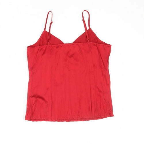 Marks and Spencer Womens Red Polyester Camisole Tank Size 12 V-Neck - Embellished Neckline