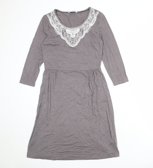 Boden Womens Grey Viscose A-Line Size 10 Round Neck Pullover