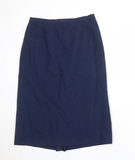 Brook Taverner Womens Blue Polyester A-Line Skirt Size 14 Zip