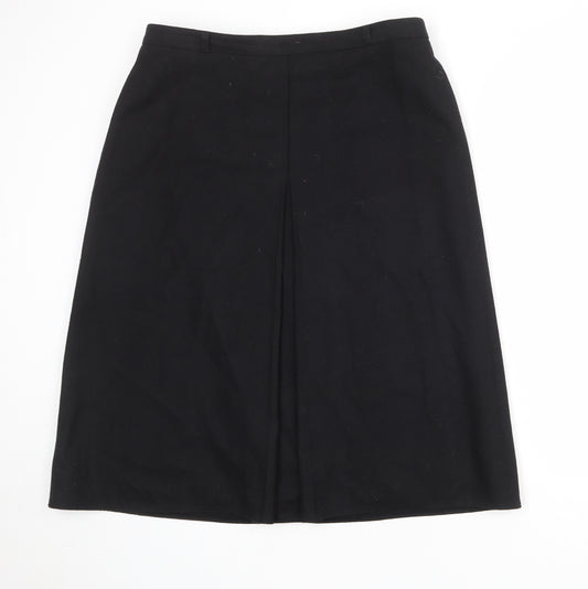 Canada Womens Black Wool A-Line Skirt Size 22 Zip