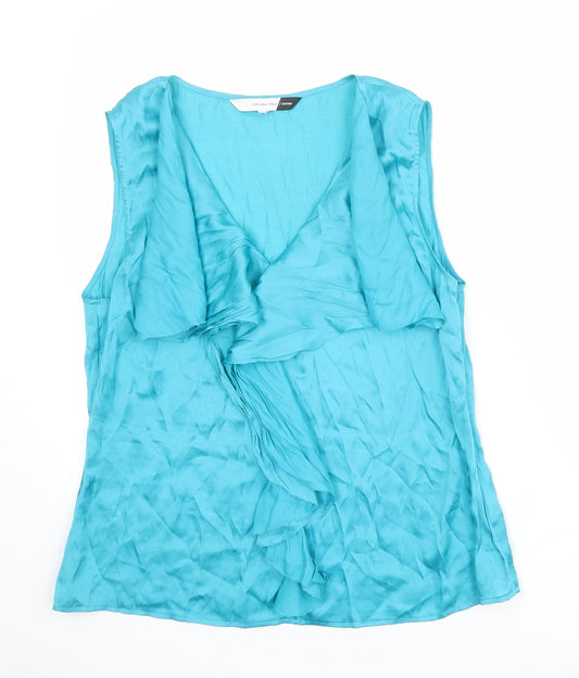 Roksanda Ilincic Womens Blue Polyester Basic Tank Size 16 V-Neck