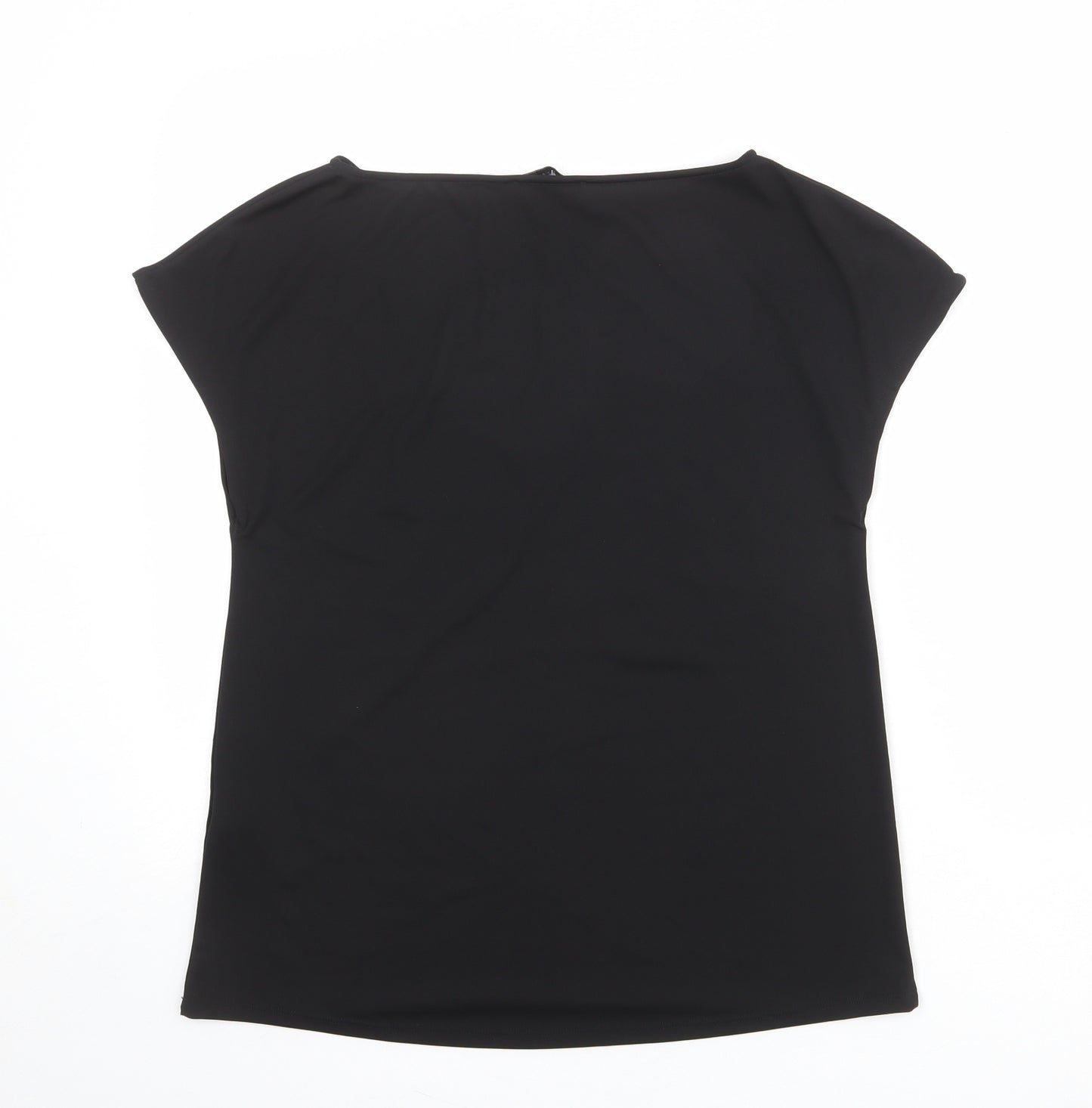 Per Una Womens Black Polyester Basic T-Shirt Size 8 V-Neck
