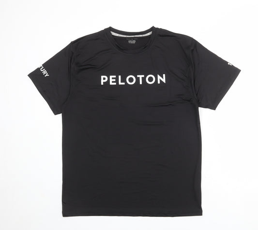 Peloton Mens Black Polyester Basic T-Shirt Size L Crew Neck Pullover