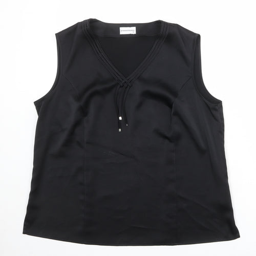 Sommermann Womens Black Polyester Basic Blouse Size 20 V-Neck