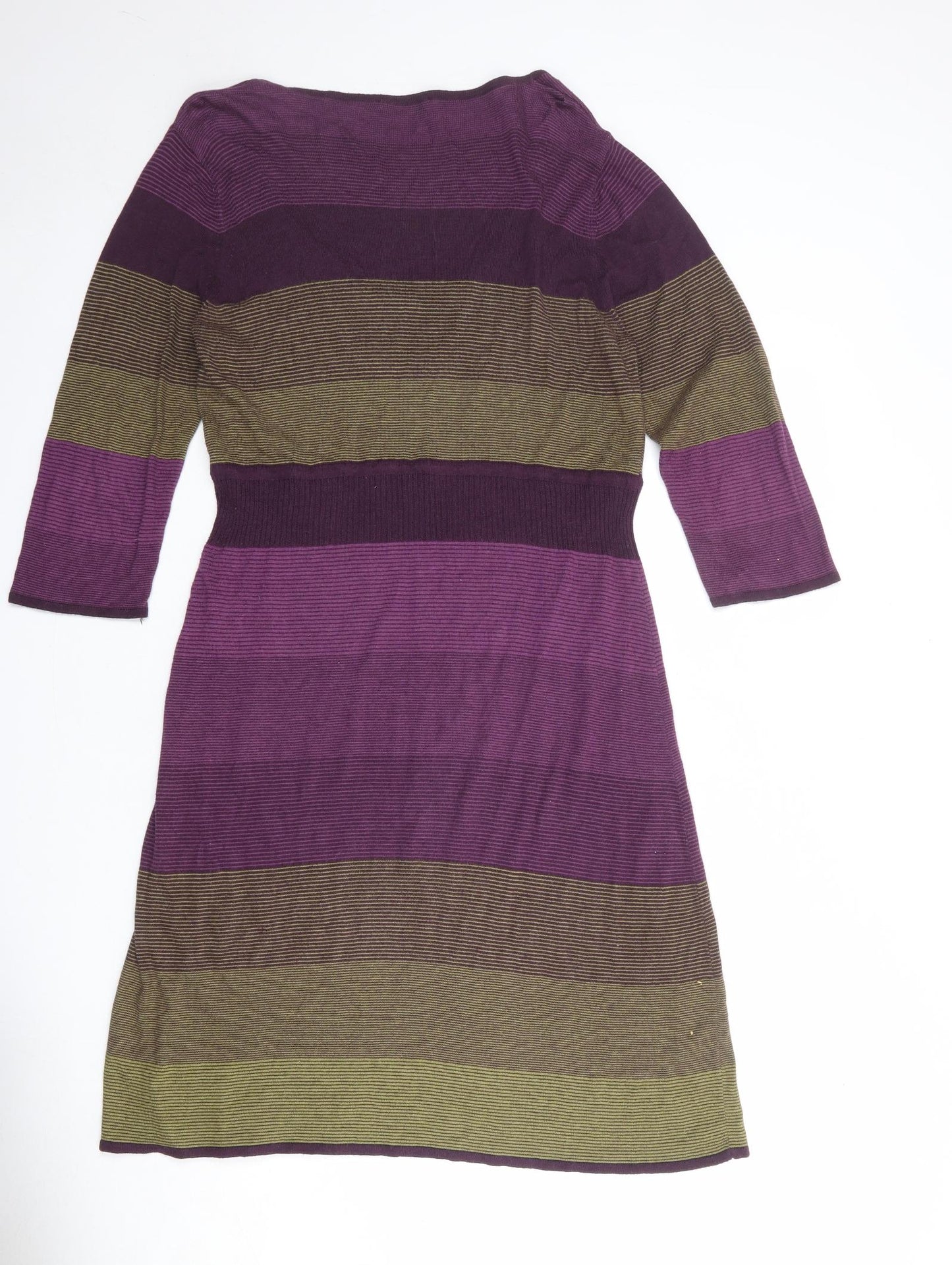 Per Una Womens Purple Striped Viscose A-Line Size 16 Scoop Neck Pullover