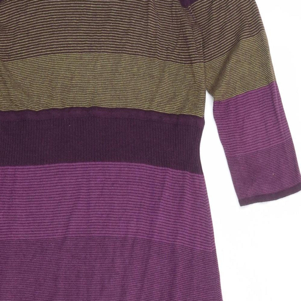 Per Una Womens Purple Striped Viscose A-Line Size 16 Scoop Neck Pullover