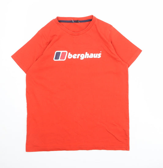 Berghaus Boys Red Cotton Basic T-Shirt Size 13 Years Round Neck Pullover