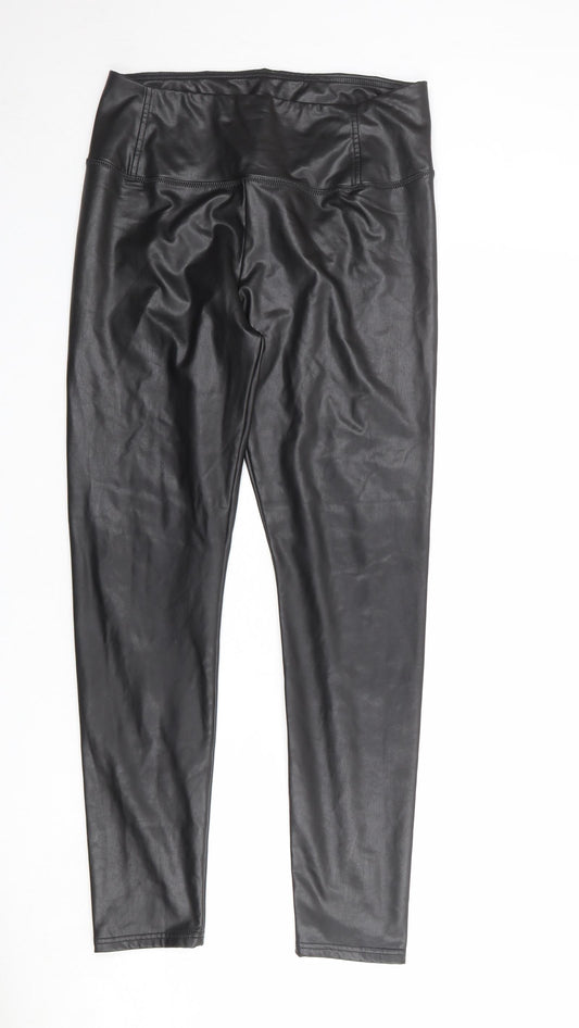 7 For All Mankind Womens Black Polyester Capri Leggings Size L - Coated
