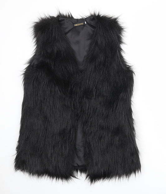 Lanshifei Womens Black Gilet Jacket Size XL Hook & Eye - Faux Fur