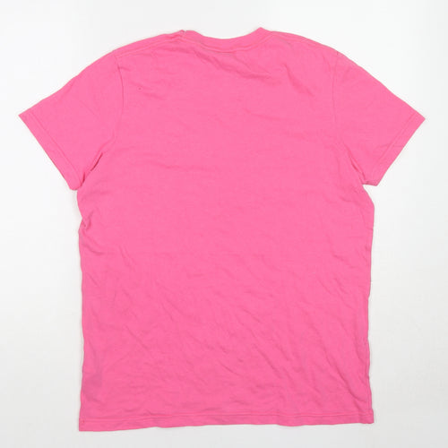 Hollister Womens Pink Cotton Basic T-Shirt Size M Round Neck - Surf Team