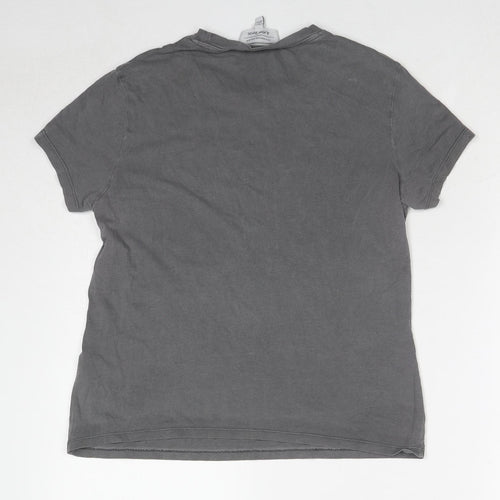 & Other Stories Womens Grey Cotton Basic T-Shirt Size L Round Neck