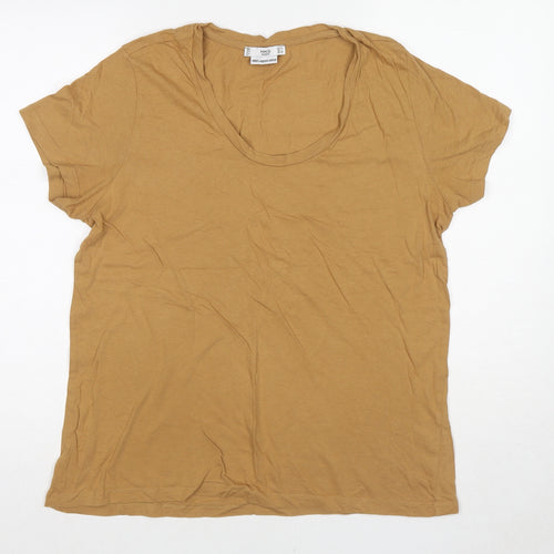 Mango Womens Beige Cotton Basic T-Shirt Size XL Round Neck