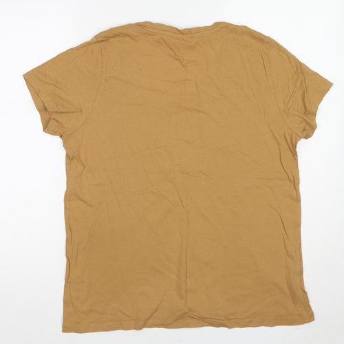 Mango Womens Beige Cotton Basic T-Shirt Size XL Round Neck
