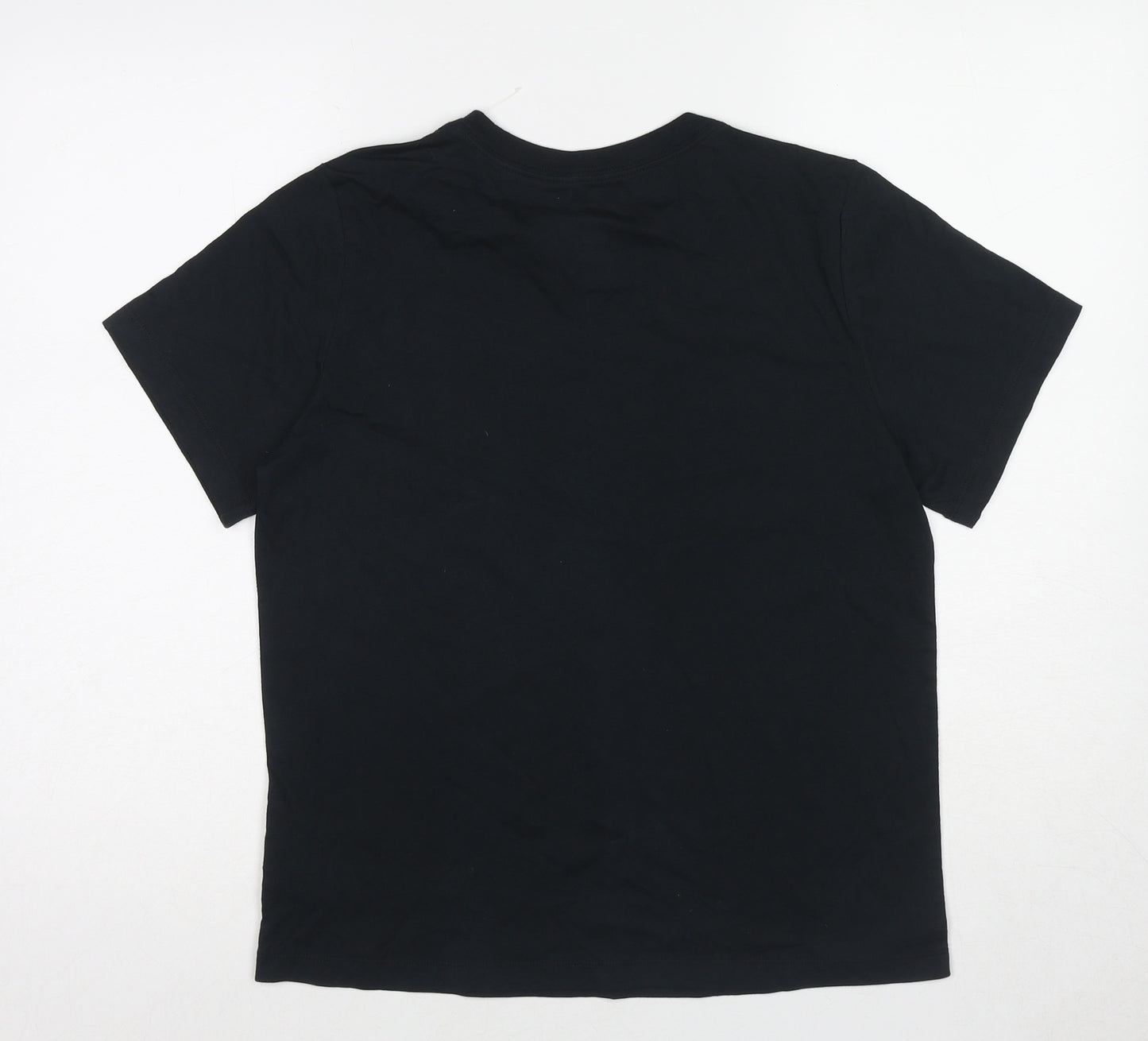 Converse Womens Black Cotton Basic T-Shirt Size L Crew Neck