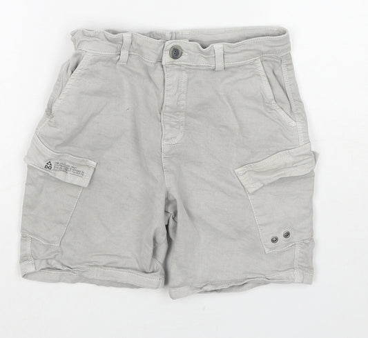 River Island Boys Grey Cotton Cargo Shorts Size 9-10 Years Regular